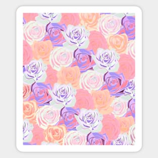 Peach, Pink and Purple, Floral Roses Pattern Sticker